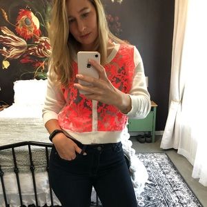 Anthropologie Pink Lace Button Up Cardigan